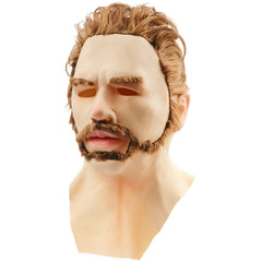 Old Man Head Cover Lady Face Mask Wig Old Man Mask Halloween Human Latex Mask