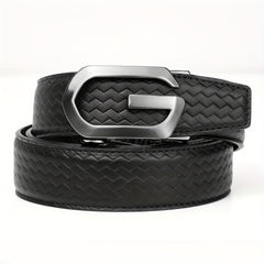 Men's Cowhide Belt w/Automatic Buckle Classic Woven Pattern