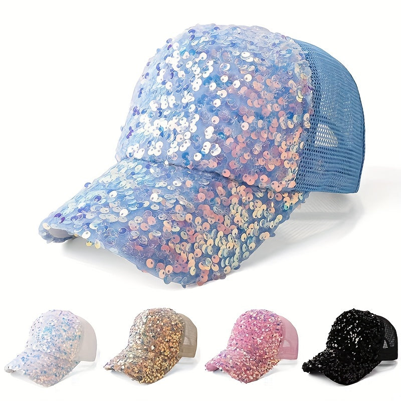 Sequin Mesh Stitching Cap Sun Protection for Kids