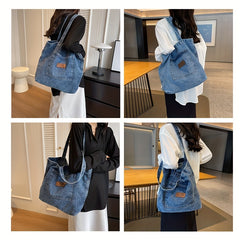 Vintage Denim Shoulder Bag Large Capacity Tote