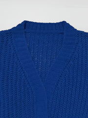  Solid Long Sleeve Open Front Loose Cardigan
