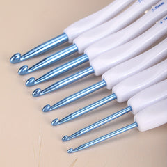 Set Of 8 Plastic Handle Aluminum Crochet Set Ergonomic Knitting Needle