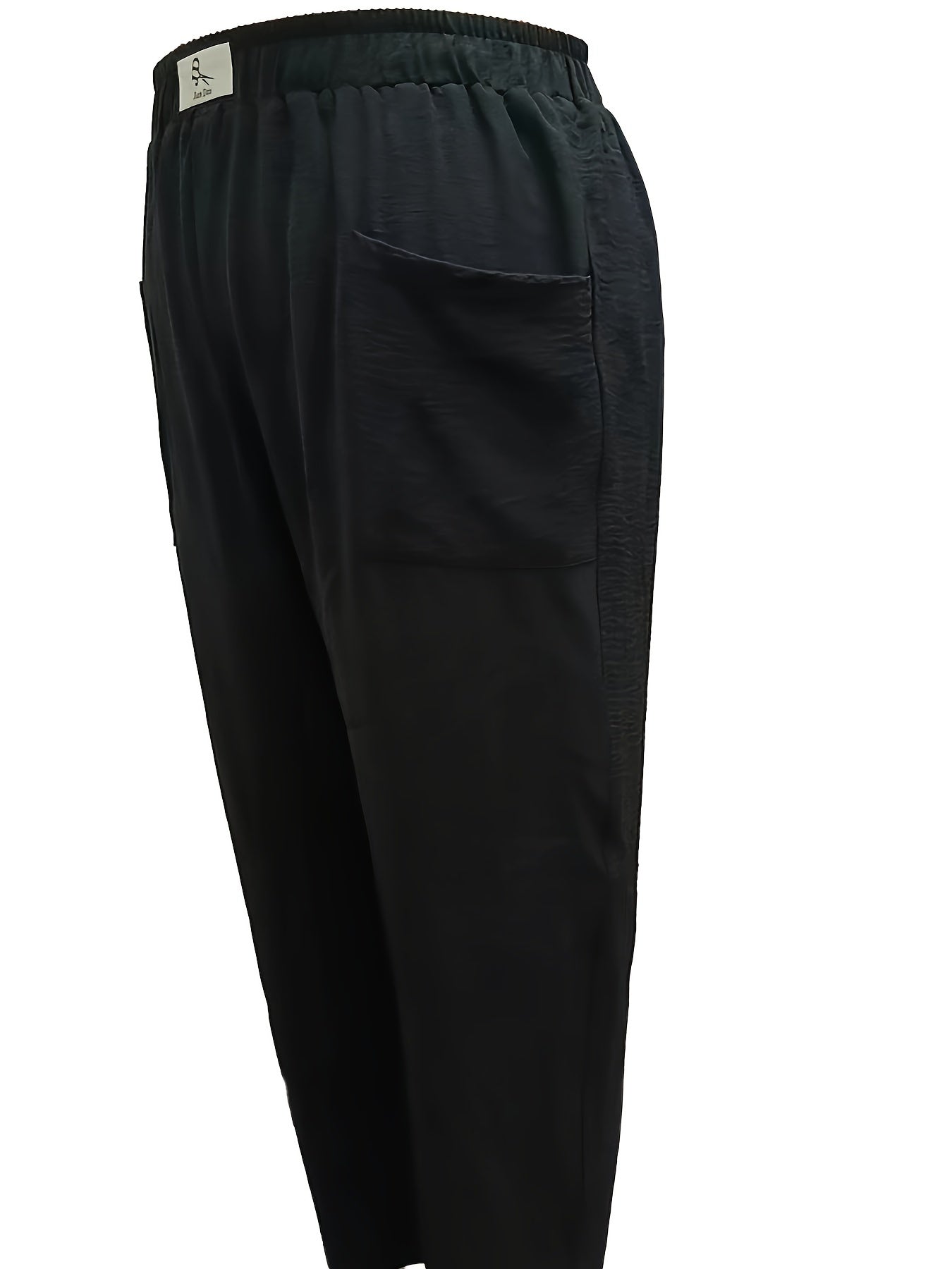  Solid Elastic Waist Casual Pants with Pockets
