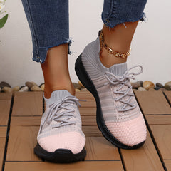 Women's Breathable Mesh Road Running Shoes Lightweight Lace up Soles Non slip