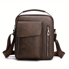 Men's Leather Crossbody Bag Vertical Multifunctional Shoulder Bag