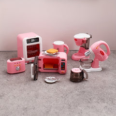 Dollhouse Kitchen Set Coffee Maker Egg Beater Oven Model DIY Accessories Toy