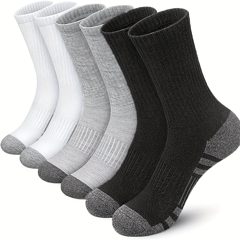 5 Pairs Large Crew Socks for Sports & Fitness