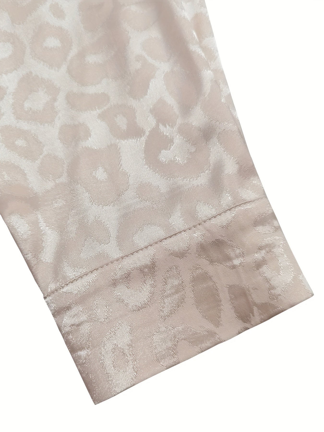  Leopard Print Satin Button Up Blouse