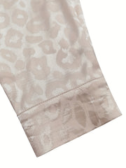  Leopard Print Satin Button Up Blouse