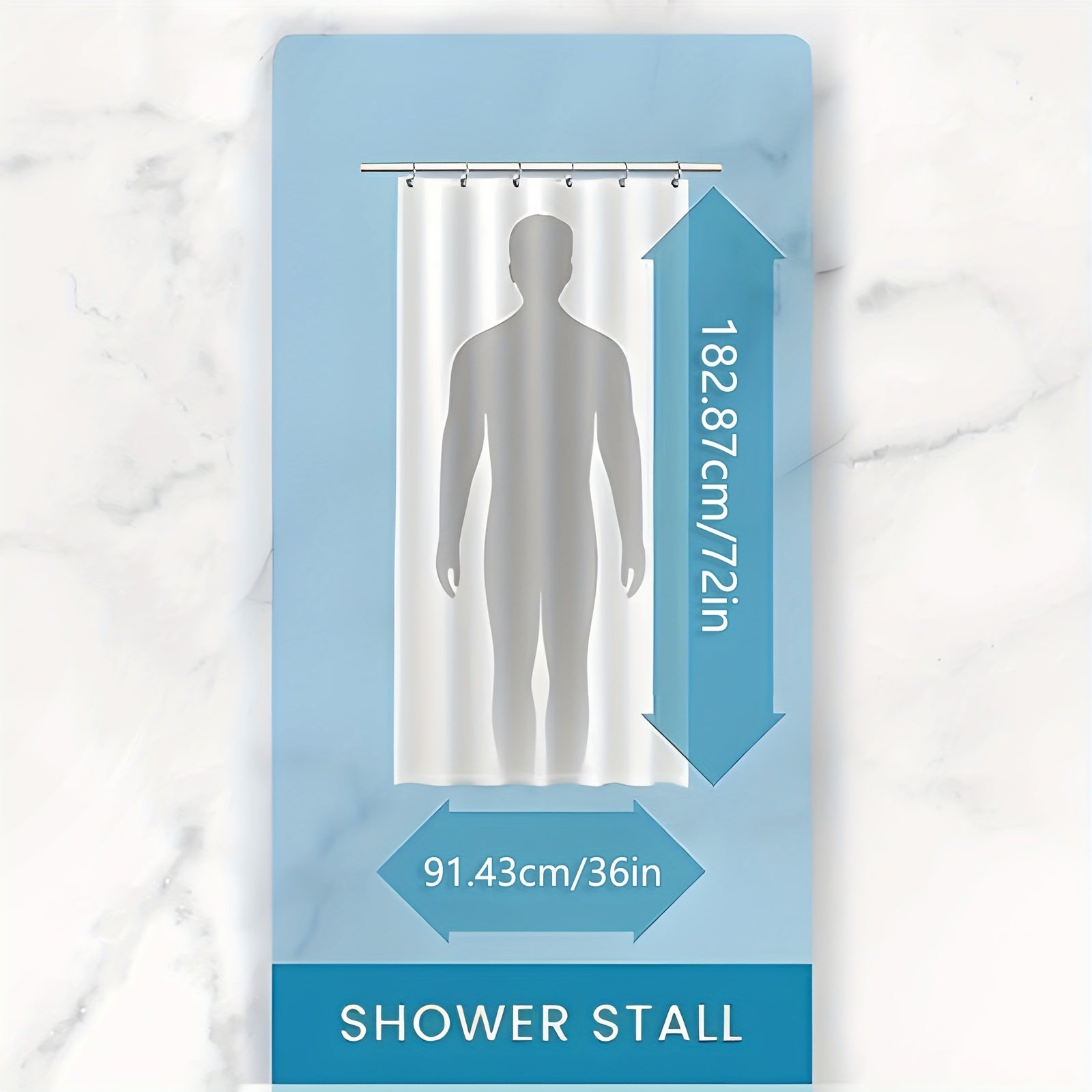 PEVA Shower Curtain Liner with Metal Grommets & Hooks