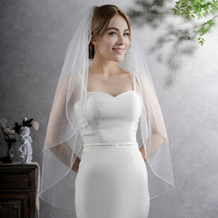Double Layer Rhinestone Bridal Veil Wedding Accessory for Ladies Church