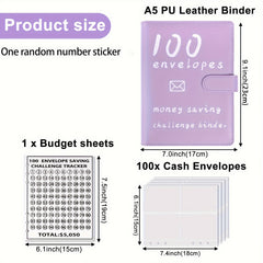 100 Envelope Money saving Challenge Kit Budget Binder Set With Cash Envelopes