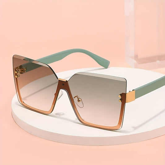 Oversized Semi Rimless Sunglasses For Women Men Gradient Glasses UV400