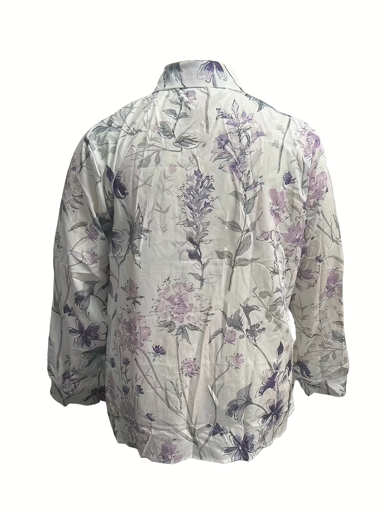  Women's Floral Print Long Sleeve Button Up Shirt