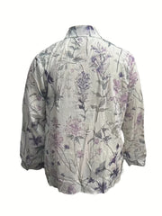  Women's Floral Print Long Sleeve Button Up Shirt