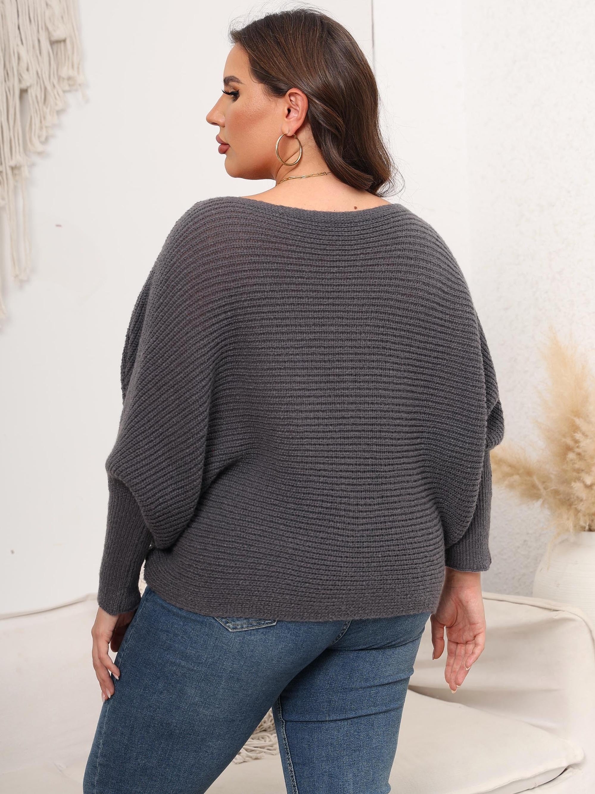  Casual Sweater Women's Solid Bat Sleeve Jumper