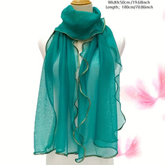 Ruffles Layer Lace Scarf Solid Gauze Shawl Head Wrap