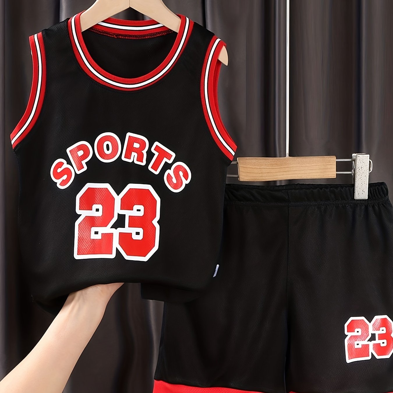 Boys SPORTS Tank Top & Shorts Set, Basketball Outfits