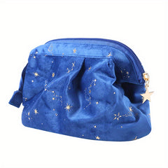 Portable Star Print Makeup Bag Velvet Polyester Wash Bag