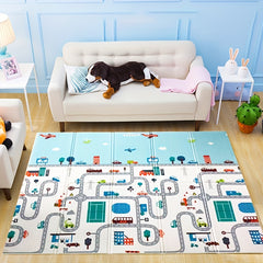 Double Sided Cartoon Crawl Mat for Kids - Easy to Clean