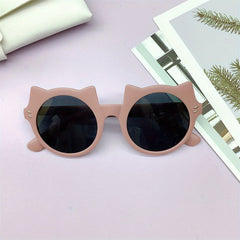 Cat Ear Shaped Round Frame Sunglasses for Boys UV Protection