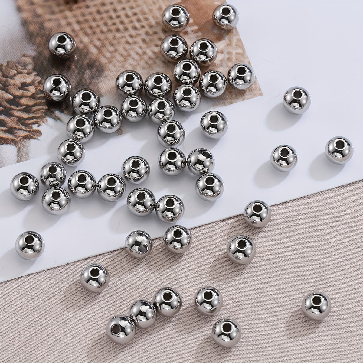 100pcs Stainless Steel Beads Big Hole Spacer Beads For Jewelry Making