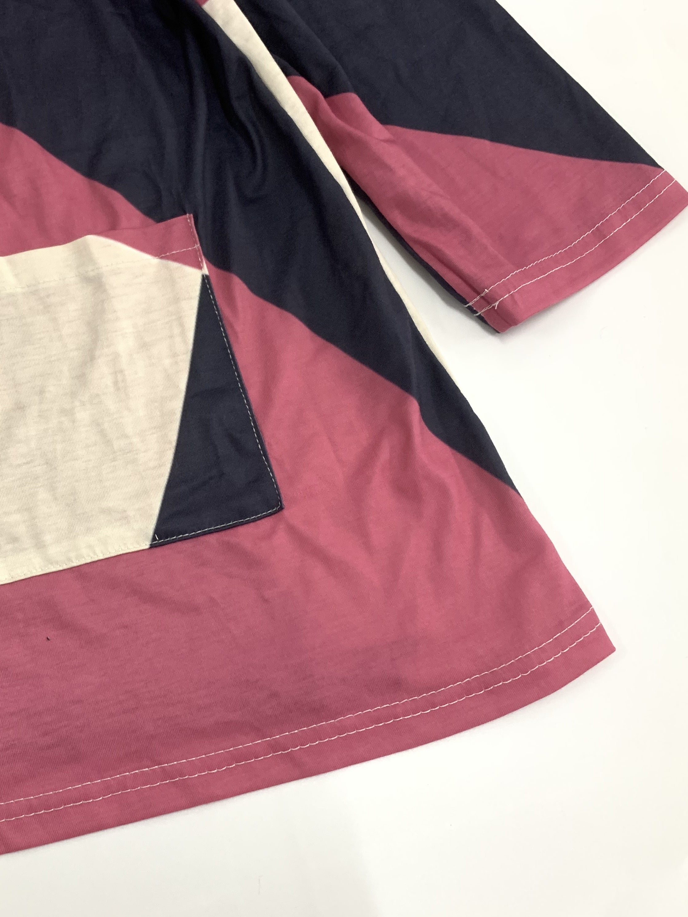  Colorblock Geo Print Open Front Cardigan with Pockets