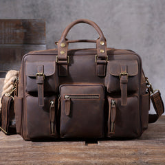 Vintage Leather Large Capacity Briefcase 40 64 Cm Laptop Bag