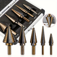 5pcs Titanium Step Drill Bit Set for Woodworking Metal