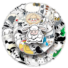 50pcs Cartoon Sheep Stickers PVC Decals for Laptops Skateboards