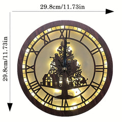 Children's Room Decoration Wall Clock LED Retro Wooden Sign Hanging Lamp