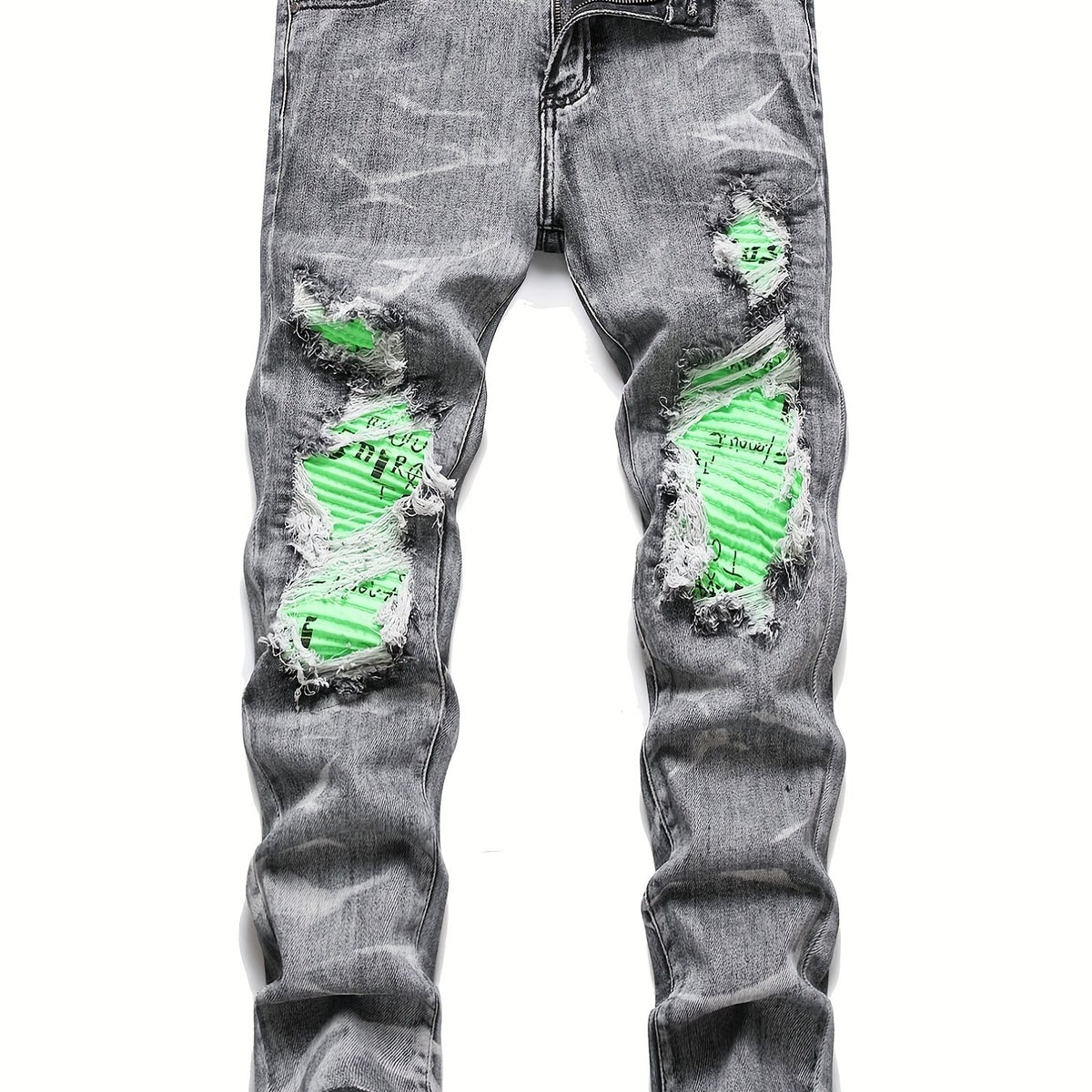 Men's Slim Fit Ripped Cotton Jeans Distressed Denim Pants