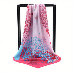 Classic Leaf Print Shawl Silk Square Scarf Windproof Head Wrap
