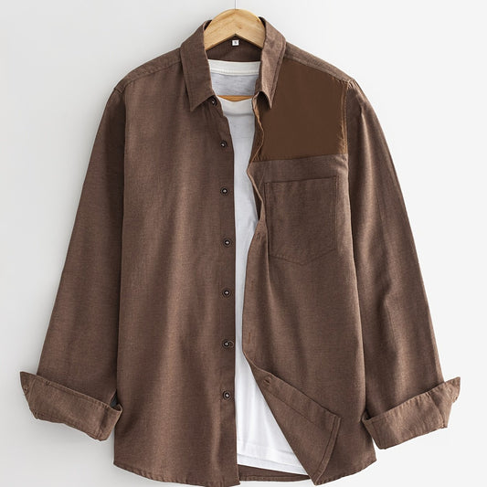 Men's Solid Button Down Long Sleeve Shirts with Pockets