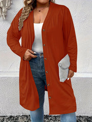  Solid Long Sleeve Button Up Cardigan