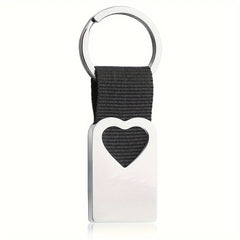 Heart Shape Metal Keychain with Woven Tape - Creative Keychain