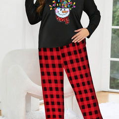 Women's Plus Size Christmas Pajamas Set Top & Plaid