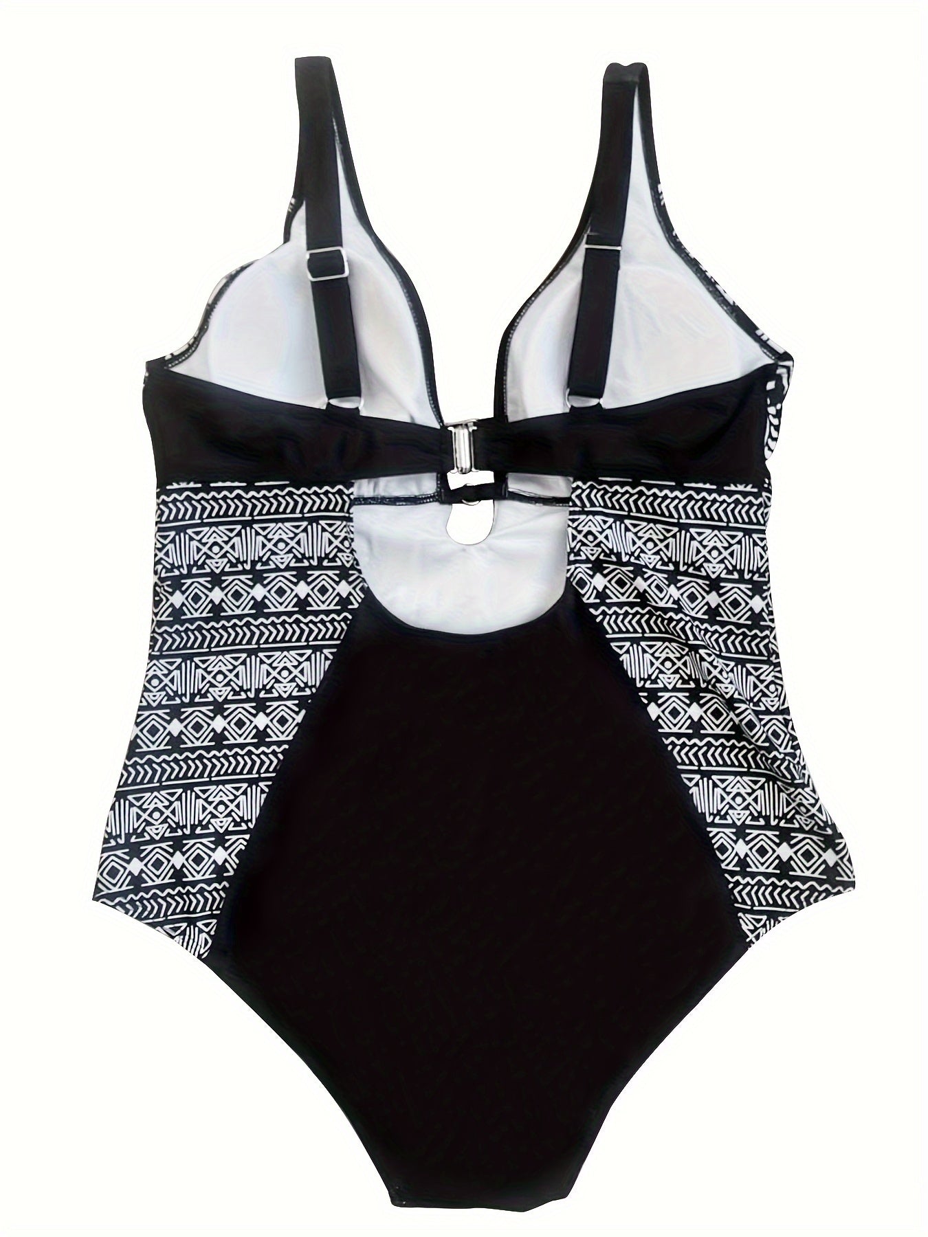  Paisley & Geo Print Halter One Piece Swimsuit
