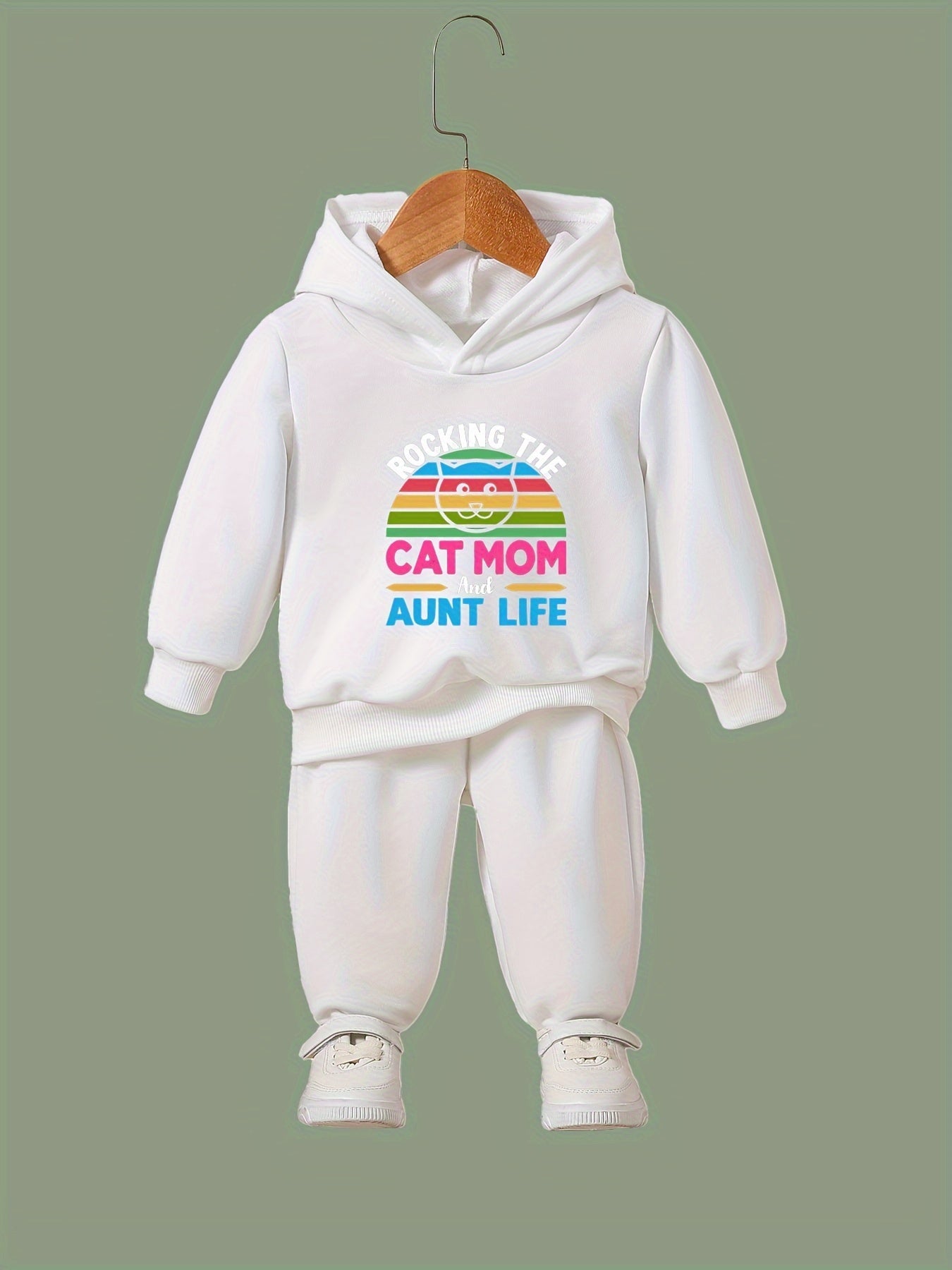 Cat Mom and Aunt Life 2pcs Activewear Sets for Girls