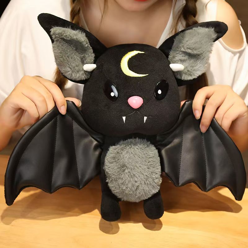 Halloween Devil Bat Plush Toy Stuffed Animal Pink Nose & Teeth
