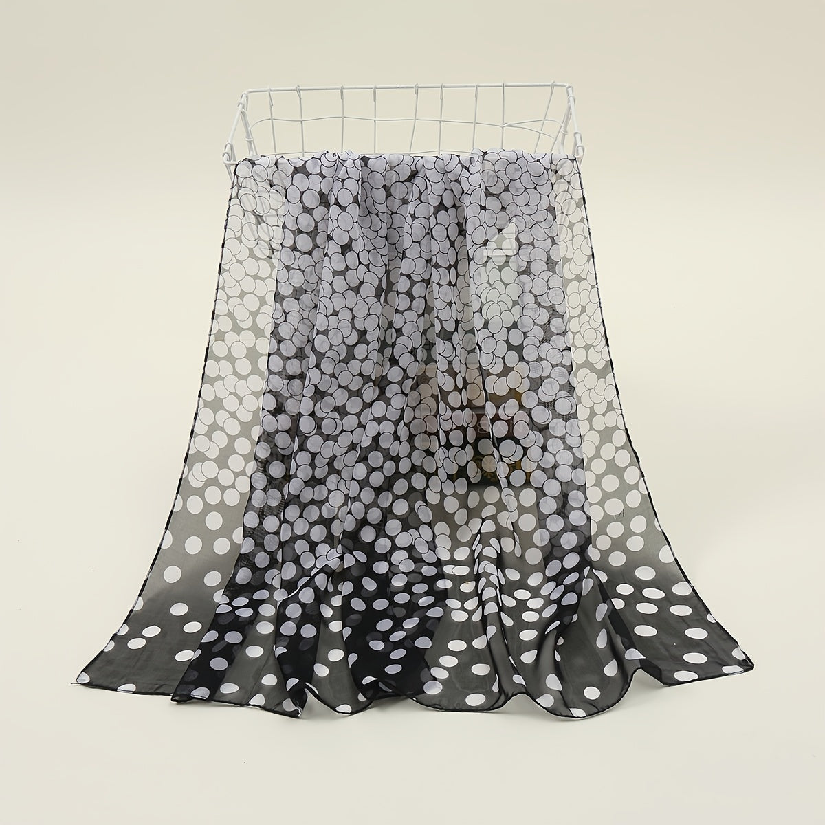 Chiffon Polka Dot Scarf Gradient Head Wrap Sunscreen Shawl