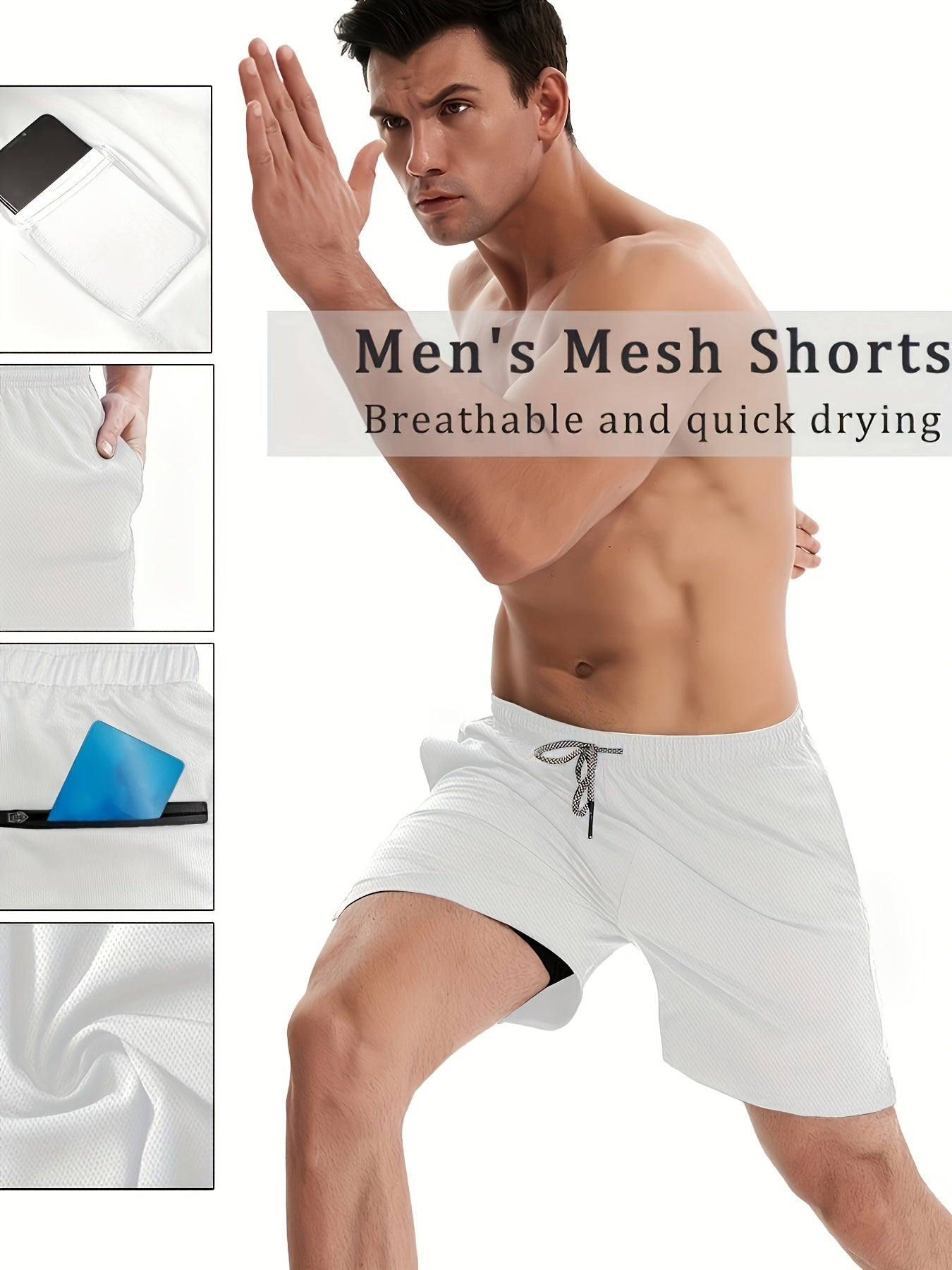 HOPLYNN Men's Running Shorts with Zipper Pocket Gym Workout
