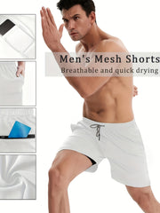 HOPLYNN Men's Running Shorts with Zipper Pocket Gym Workout