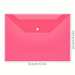 150pcs Transparent File Bag Plastic A4 Button Data Bag Pink