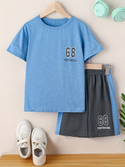 2 Boys Sports Number 68 Short Sleeve T shirts Basketball Set