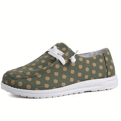 Women's Polka Dot Pattern Canvas Shoes Lightweight Green Walking Shoes