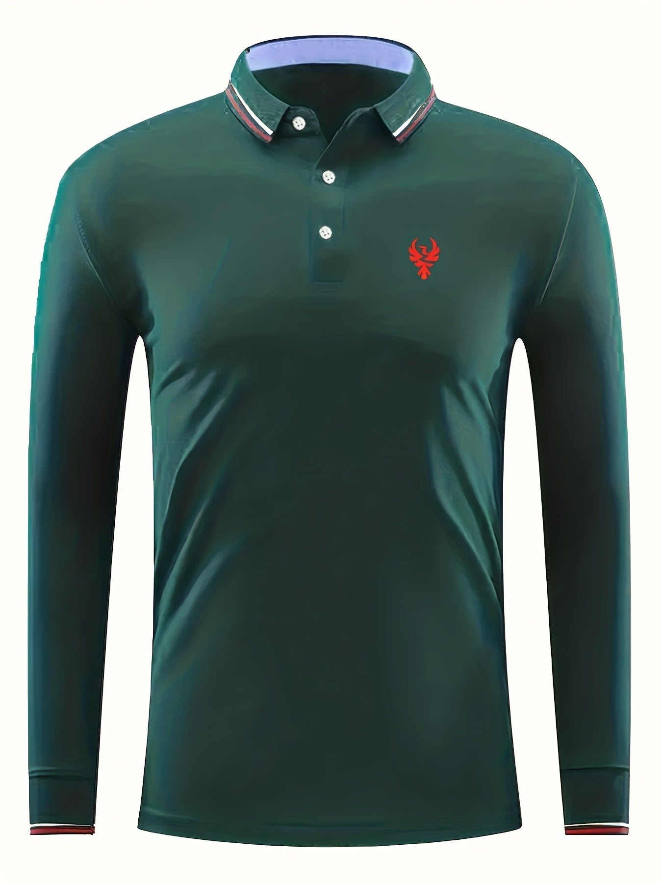 Men's Golf Shirt Eagle Print Long Sleeve Tennis Shirt