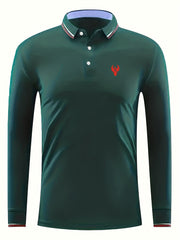 Men's Golf Shirt Eagle Print Long Sleeve Tennis Shirt