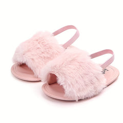 Furry Sandals For Baby Girls Lightweight Non slip Walking Shoes