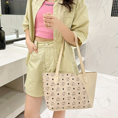 Vintage Printed Tote Bag Zipper Shoulder Bag Sweet Girl's